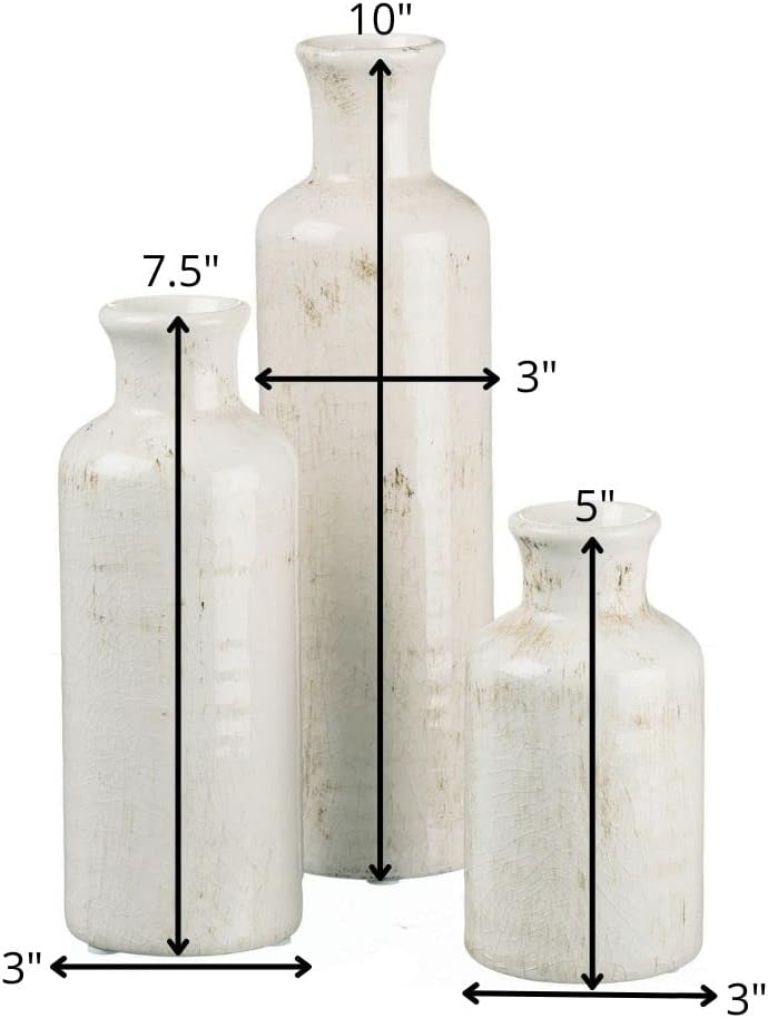 White Ceramic Vase Set – Decorative Vases for Shelf or Table