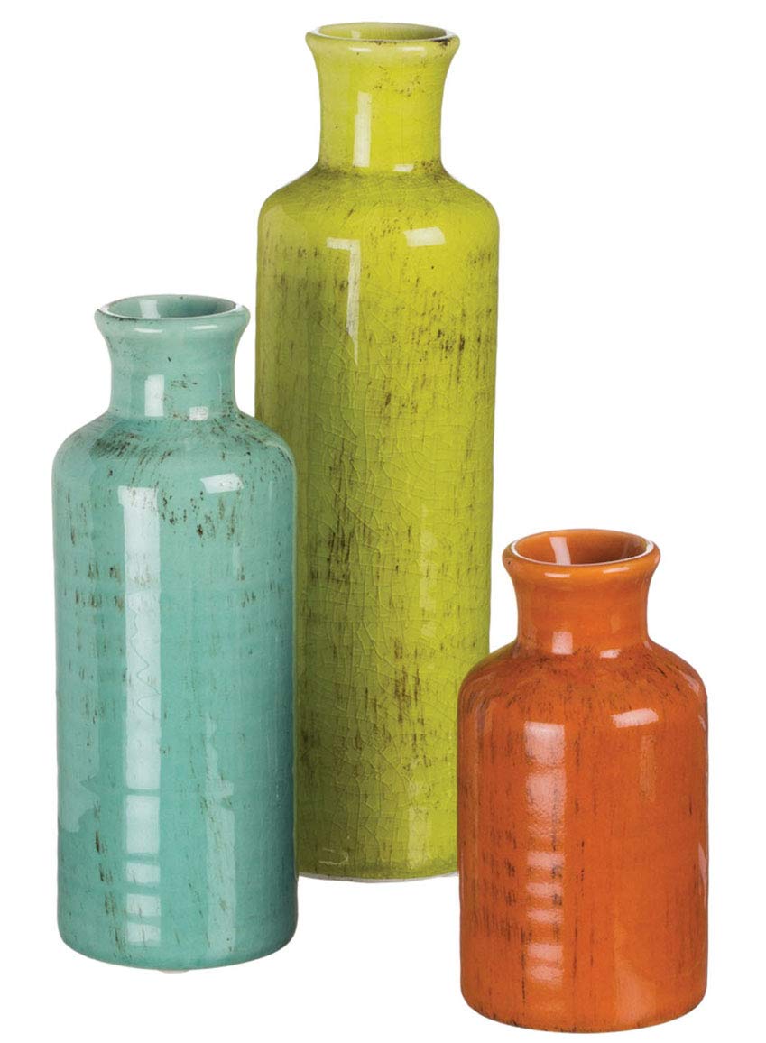 White Ceramic Vase Set – Decorative Vases for Shelf or Table