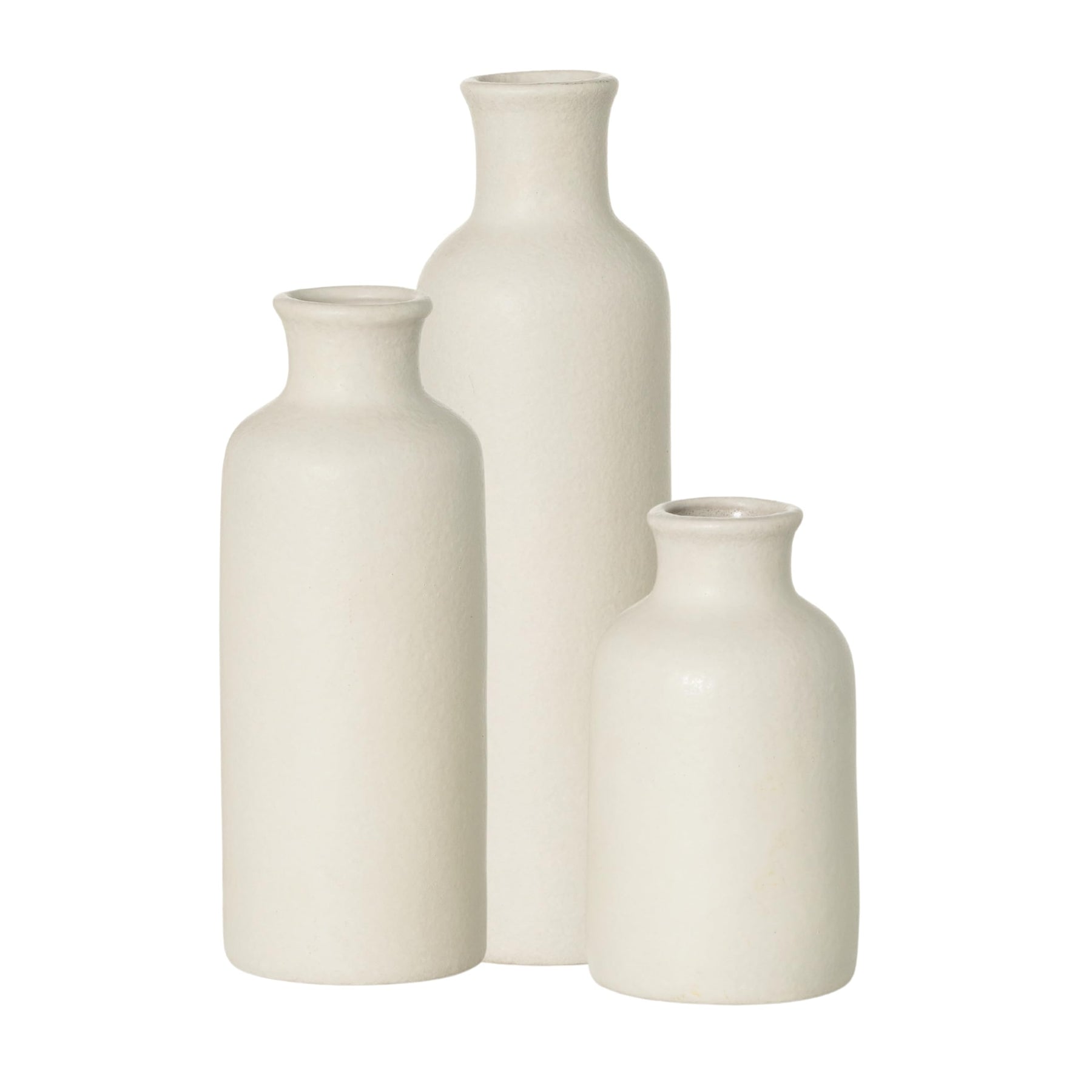 White Ceramic Vase Set – Decorative Vases for Shelf or Table