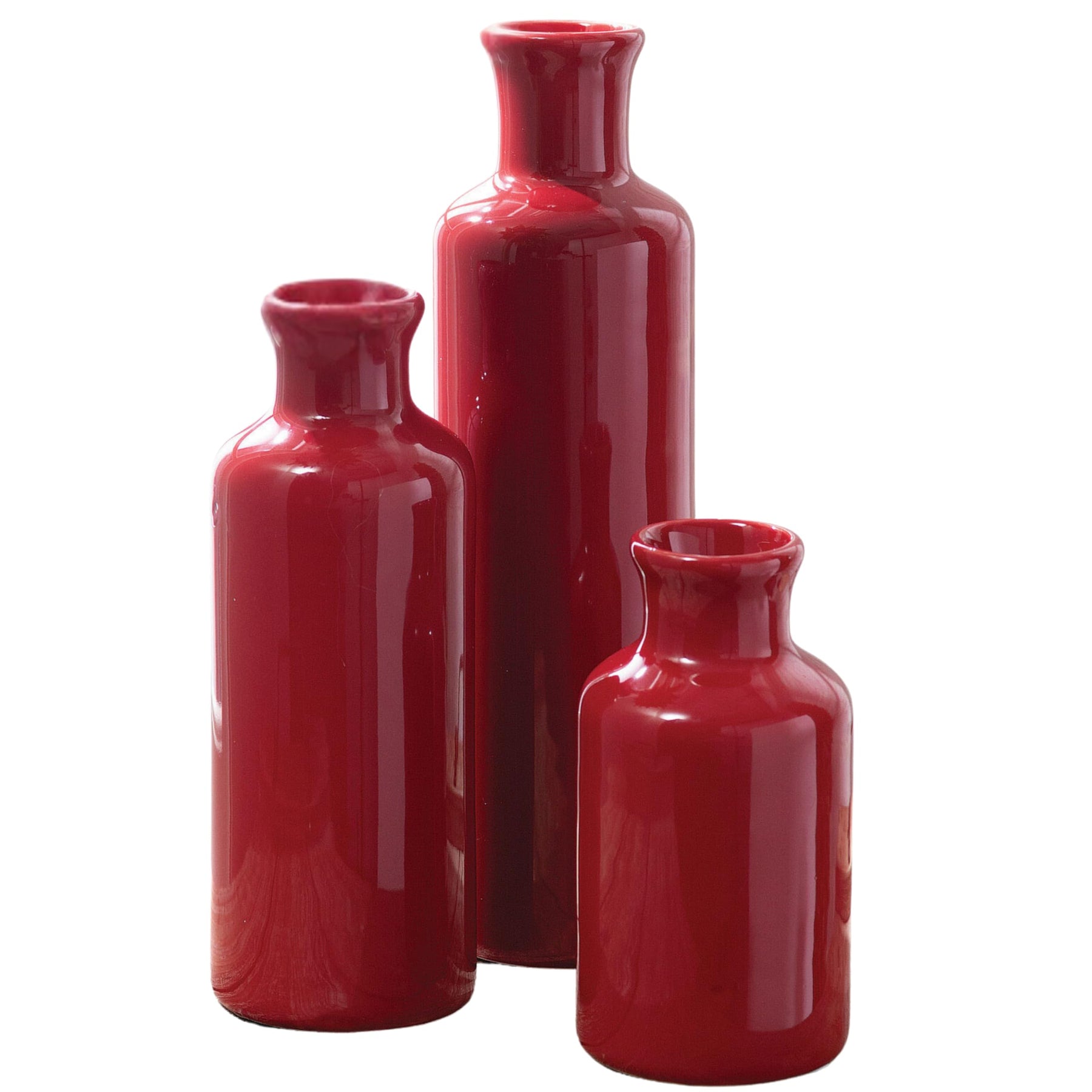 White Ceramic Vase Set – Decorative Vases for Shelf or Table