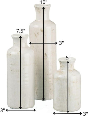 White Ceramic Vase Set – Decorative Vases for Shelf or Table