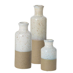 White Ceramic Vase Set – Decorative Vases for Shelf or Table