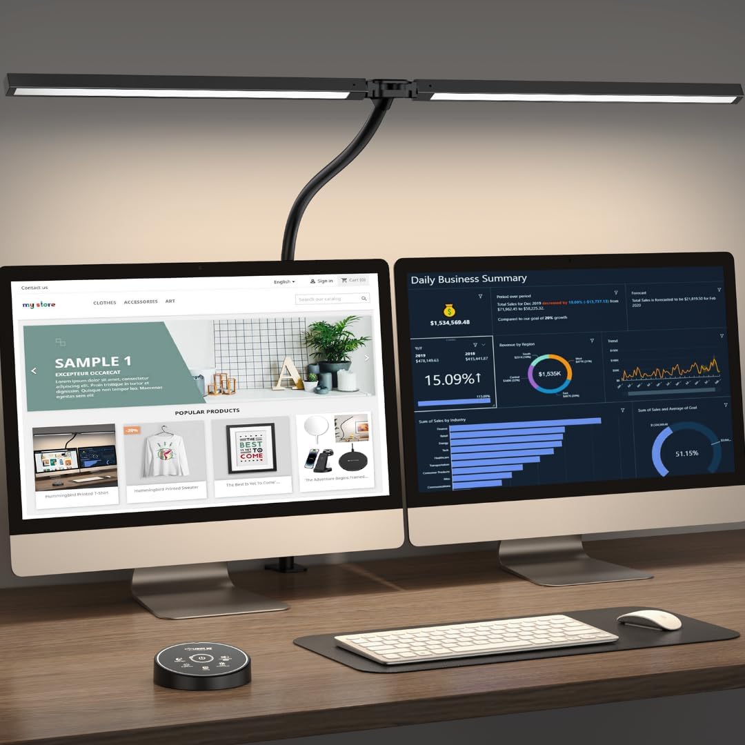Architect Desk Lamp – Dual Monitor Light, Clamp Mount, 24W