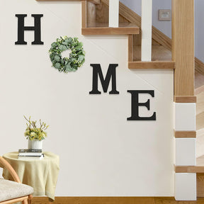 Wood Home Sign – Farmhouse Wall Decor with Eucalyptus Wreath