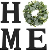 Wood Home Sign – Farmhouse Wall Decor with Eucalyptus Wreath