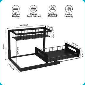 Under Sink Organizer – 2-Tier Sliding Shelf, Black