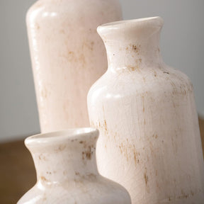 White Ceramic Vase Set – Decorative Vases for Shelf or Table