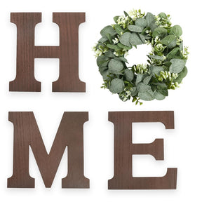Wood Home Sign – Farmhouse Wall Decor with Eucalyptus Wreath