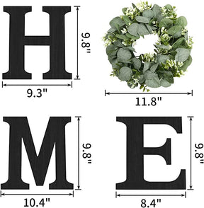 Wood Home Sign – Farmhouse Wall Decor with Eucalyptus Wreath