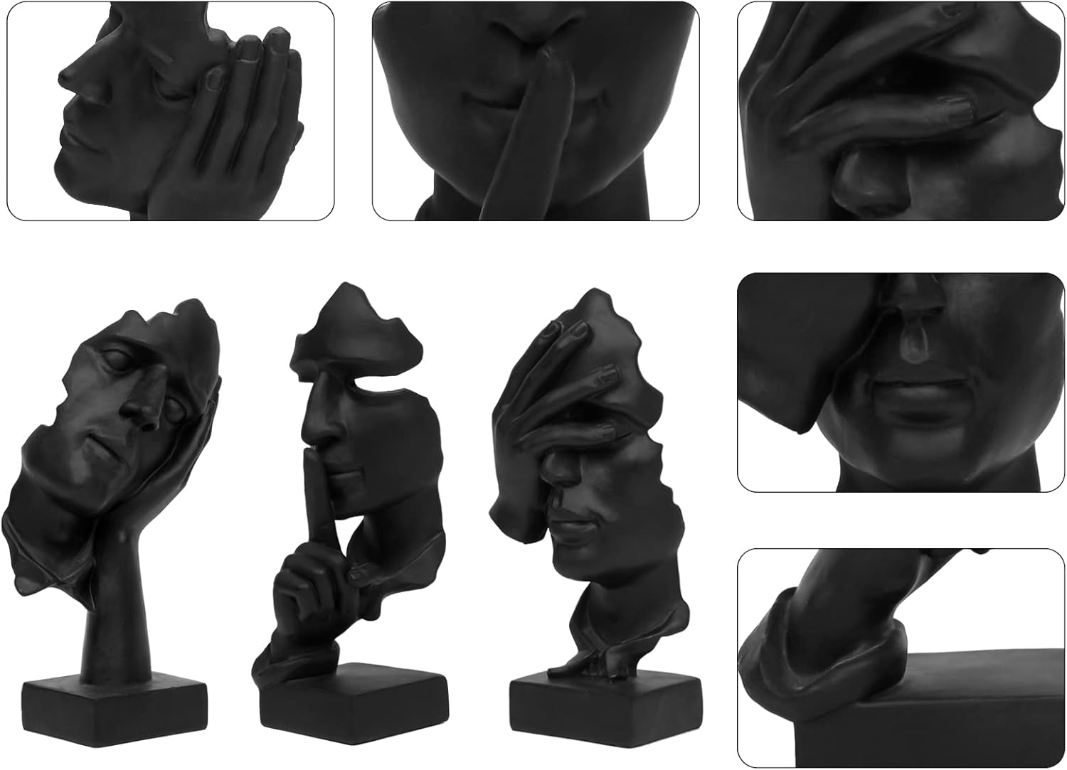 Thinker Statue Trio – “See, Hear, Speak No Evil” Abstract Set