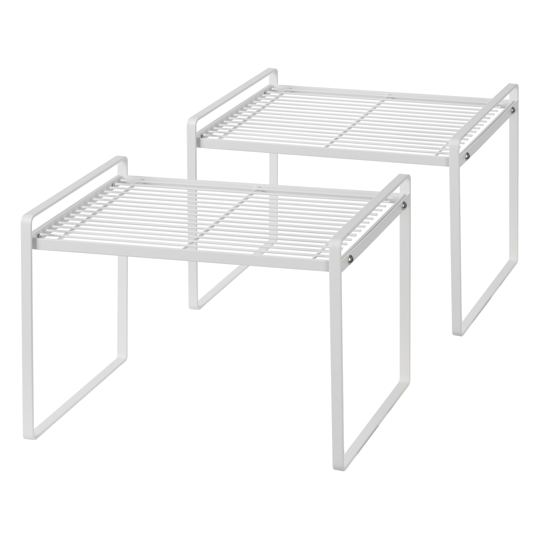 Stackable Shelf Organizers – 2-Pack Cabinet Counter Racks, White
