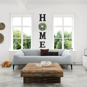 Wood Home Sign – Farmhouse Wall Decor with Eucalyptus Wreath