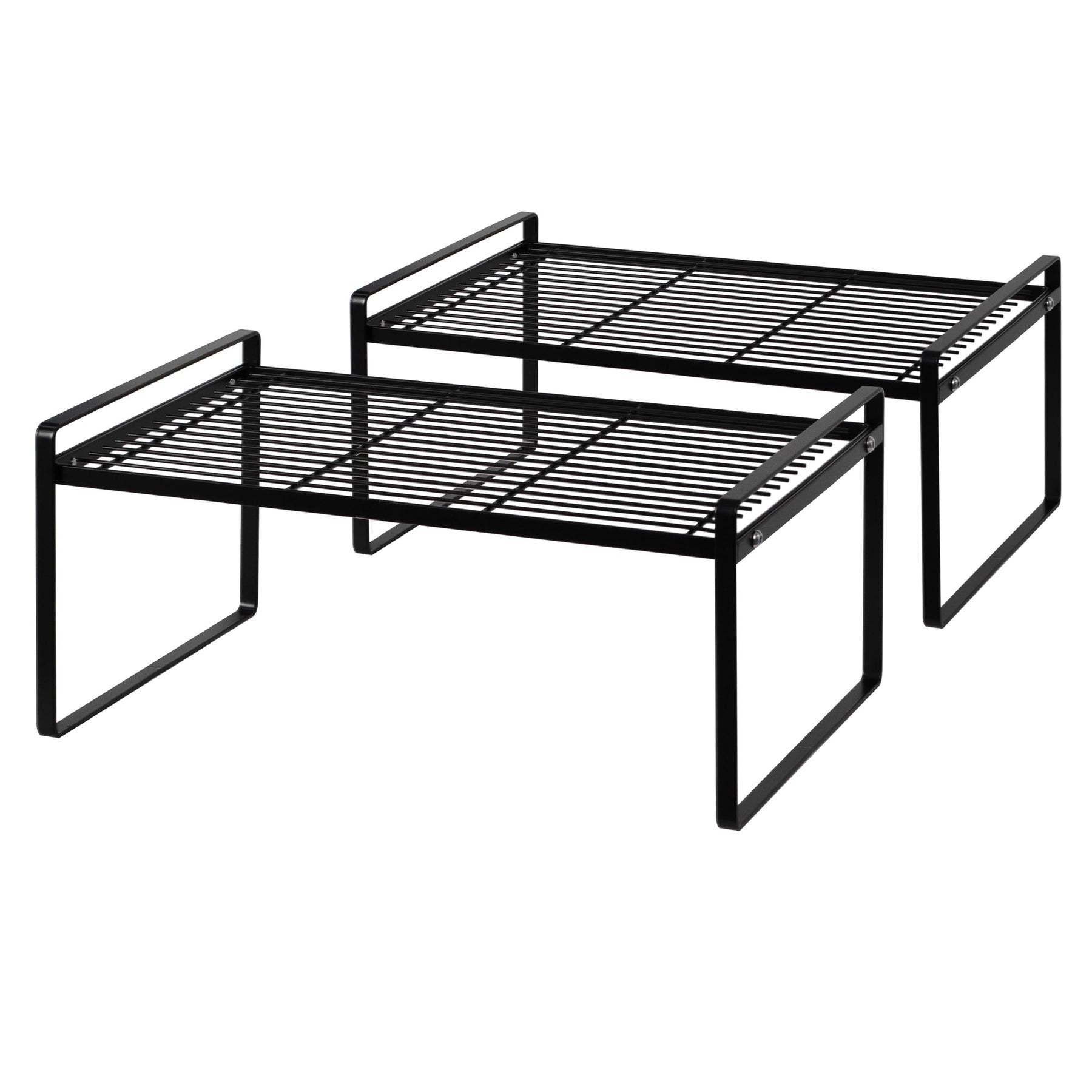Stackable Shelf Organizers – 2-Pack Cabinet Counter Racks, White