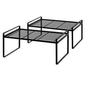 Stackable Shelf Organizers – 2-Pack Cabinet Counter Racks, White