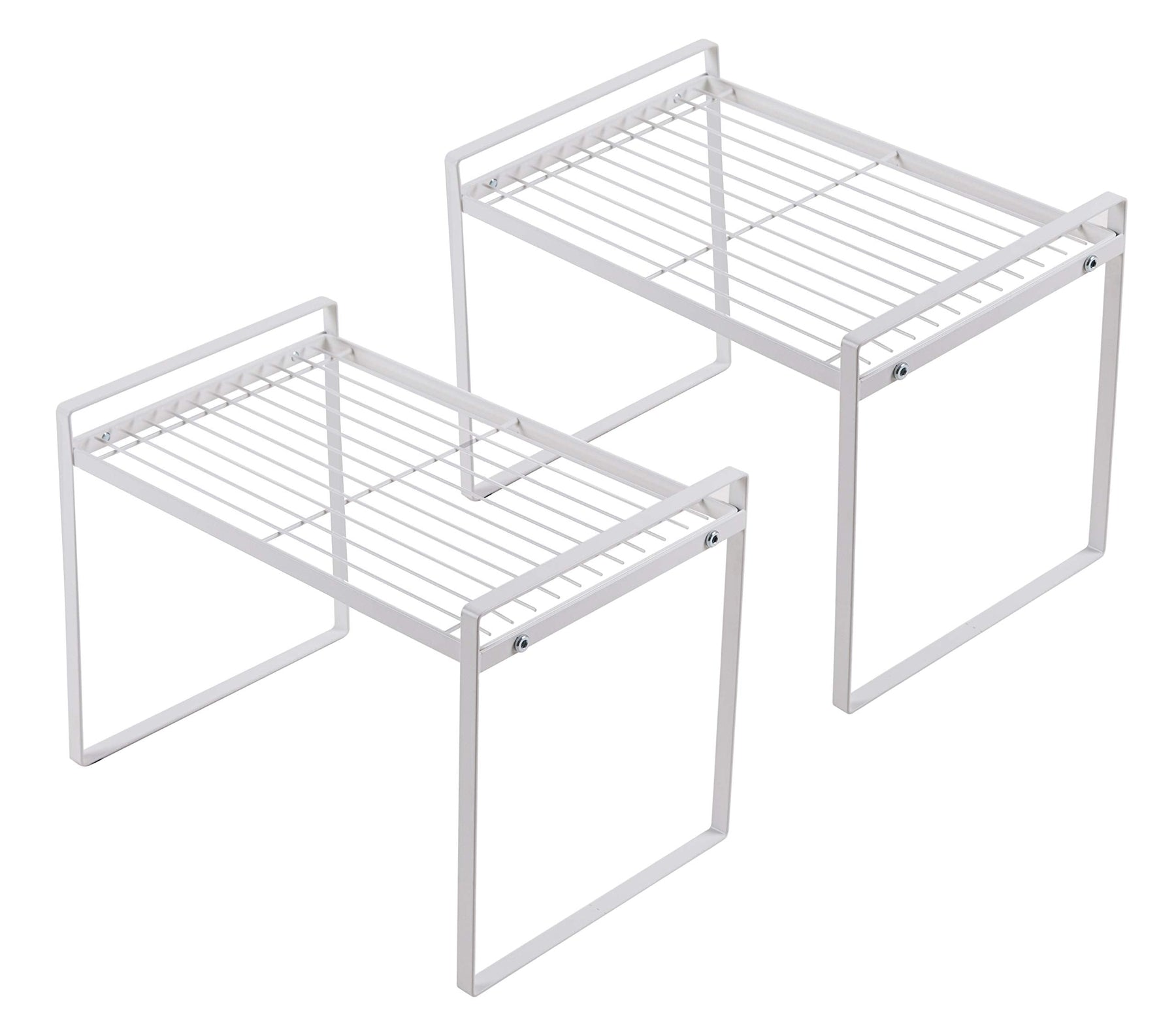 Stackable Shelf Organizers – 2-Pack Cabinet Counter Racks, White