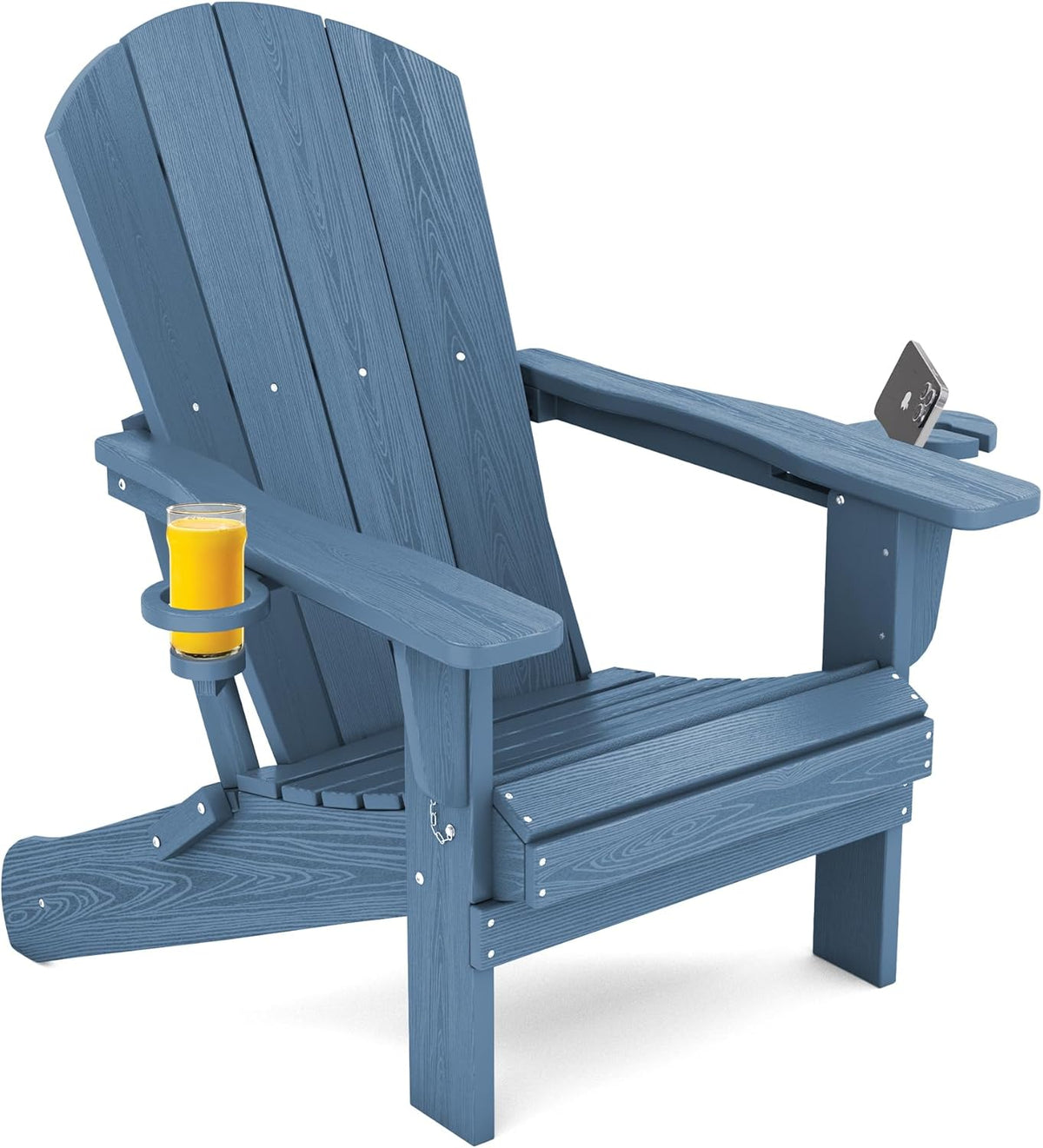 Folding Adirondack Chair – Weatherproof HDPE, Wood-Look