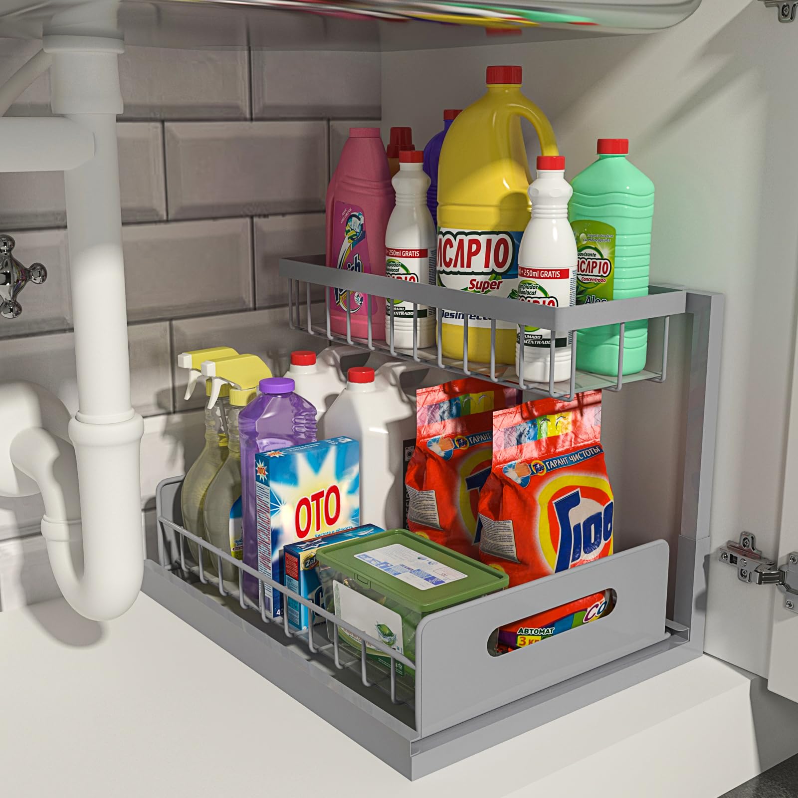 Under Sink Organizer – 2-Tier Sliding Shelf, Black