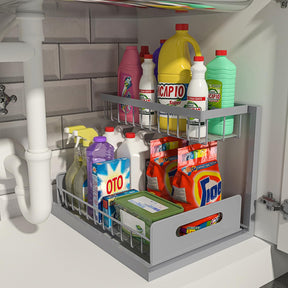 Under Sink Organizer – 2-Tier Sliding Shelf, Black