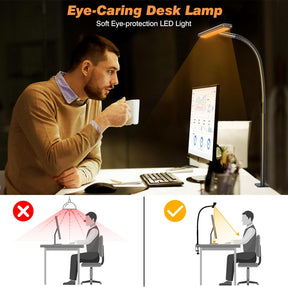 LED Desk Lamp – Dimmable, Flexible Gooseneck, Clamp Base