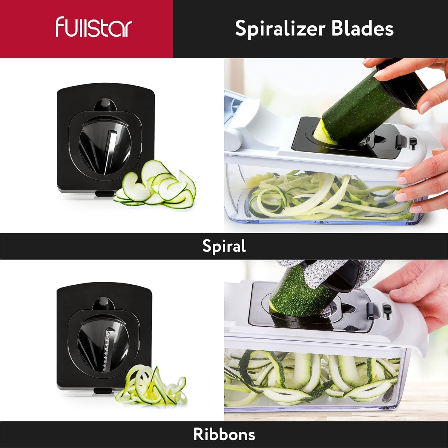 Vegetable Chopper and Spiralizer – 4-in-1 Food Cutter with Container