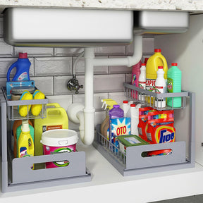 Under Sink Organizer – 2-Tier Sliding Shelf, Black
