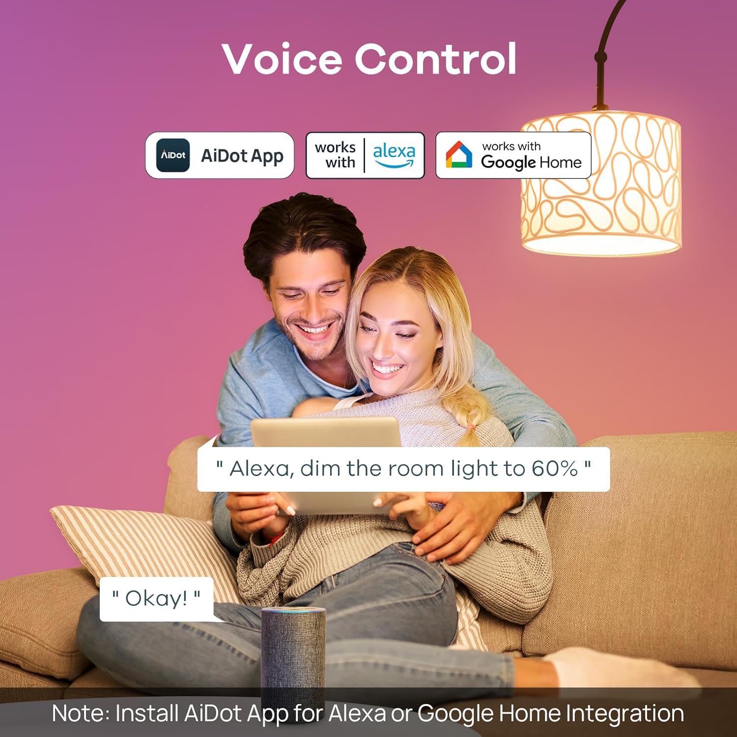 Smart LED Light Bulbs – Wi-Fi, 64 Scenes, Music Sync, 4-Pack