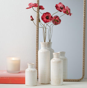 White Ceramic Vase Set – Decorative Vases for Shelf or Table