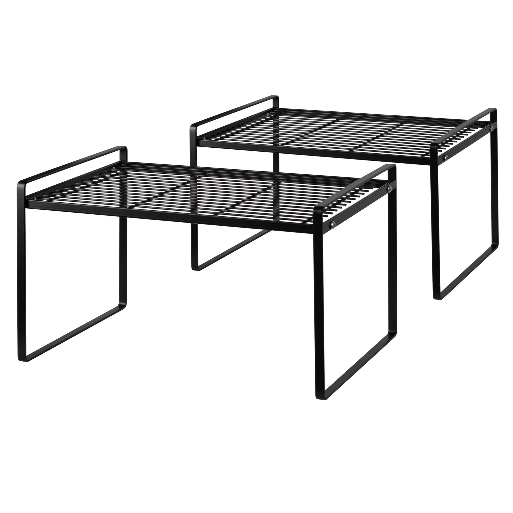 Stackable Shelf Organizers – 2-Pack Cabinet Counter Racks, White