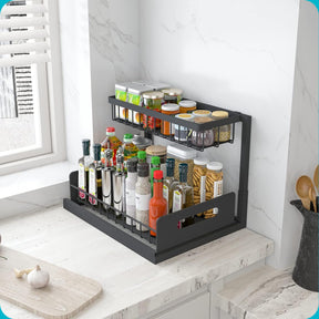 Under Sink Organizer – 2-Tier Sliding Shelf, Black