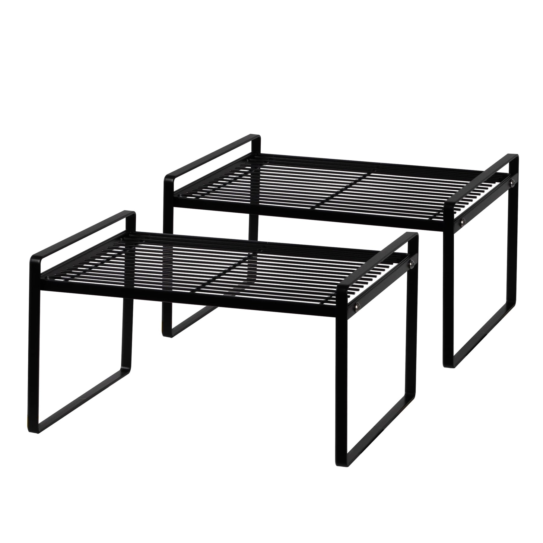 Stackable Shelf Organizers – 2-Pack Cabinet Counter Racks, White