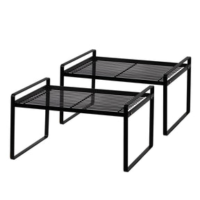 Stackable Shelf Organizers – 2-Pack Cabinet Counter Racks, White