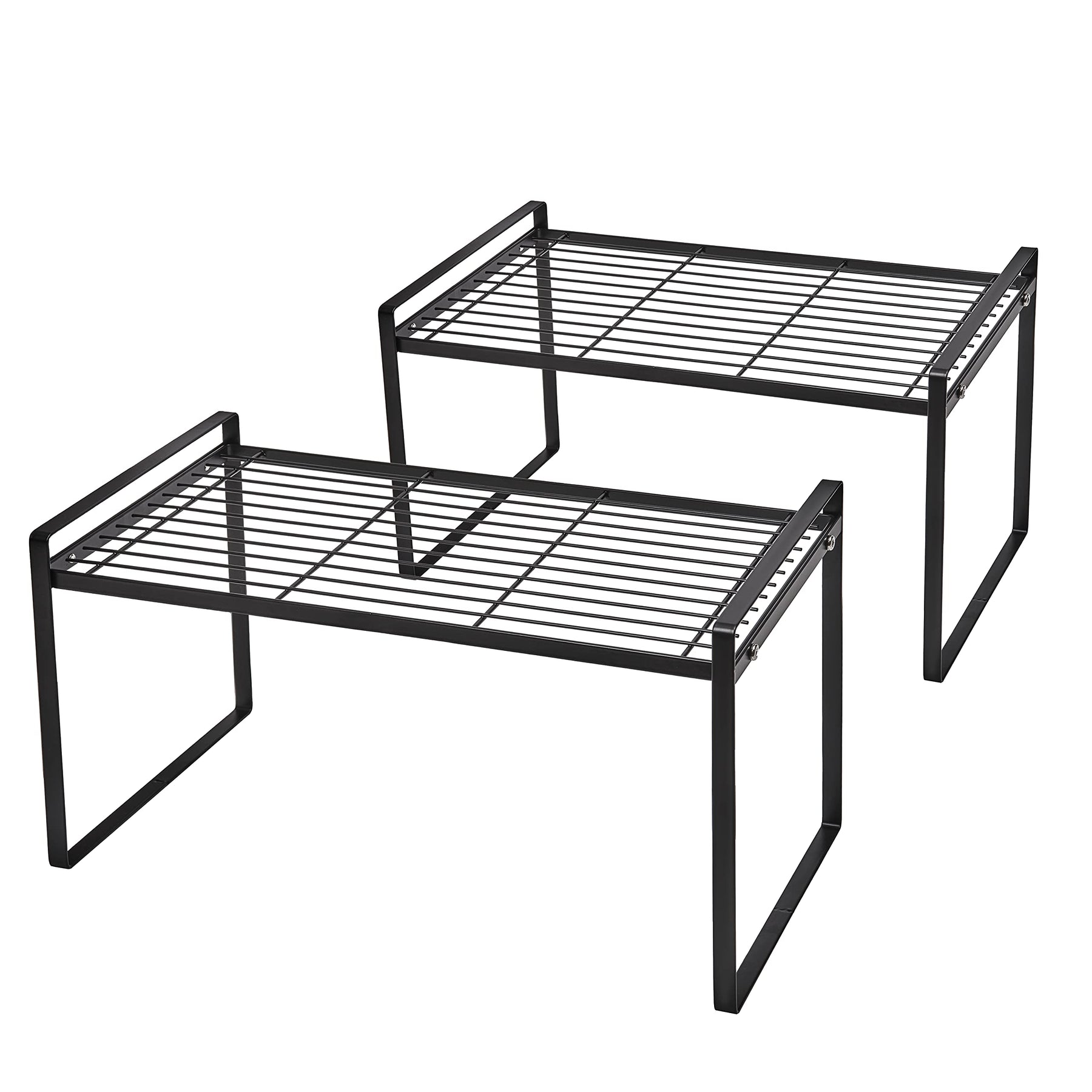 Stackable Shelf Organizers – 2-Pack Cabinet Counter Racks, White