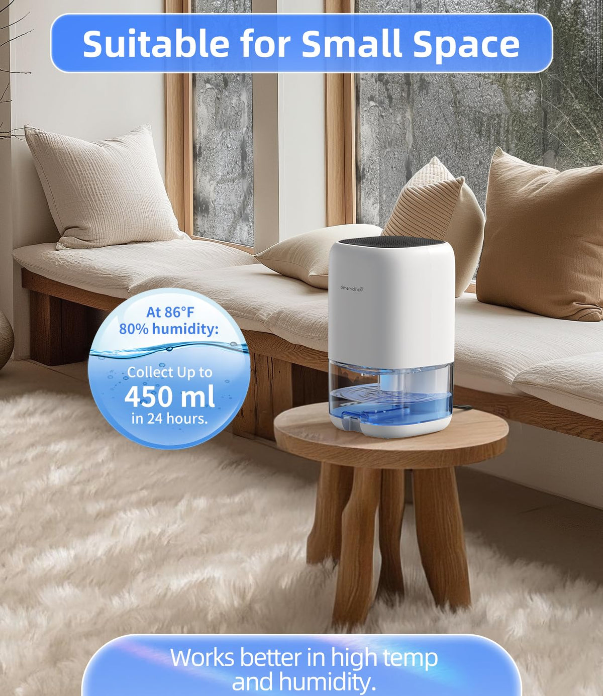 Small Dehumidifier – Quiet, Auto Shut-Off, for Closet, RV, Bathroom