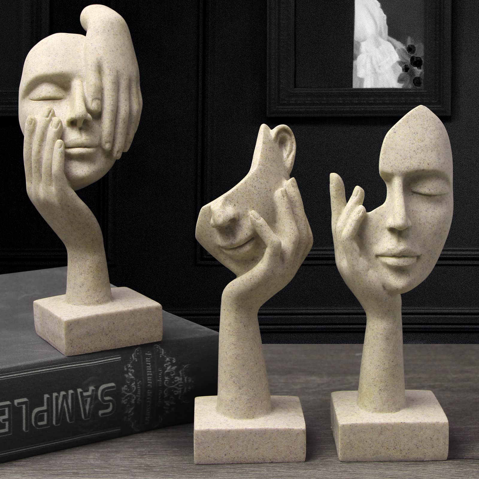 Thinker Statue Trio – “See, Hear, Speak No Evil” Abstract Set