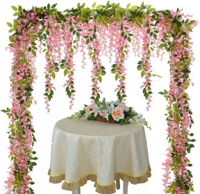 Wisteria Garland – 4-Pack Pink Hanging Flower Vines for Decor