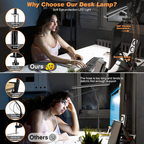 LED Desk Lamp – Dimmable, Flexible Gooseneck, Clamp Base