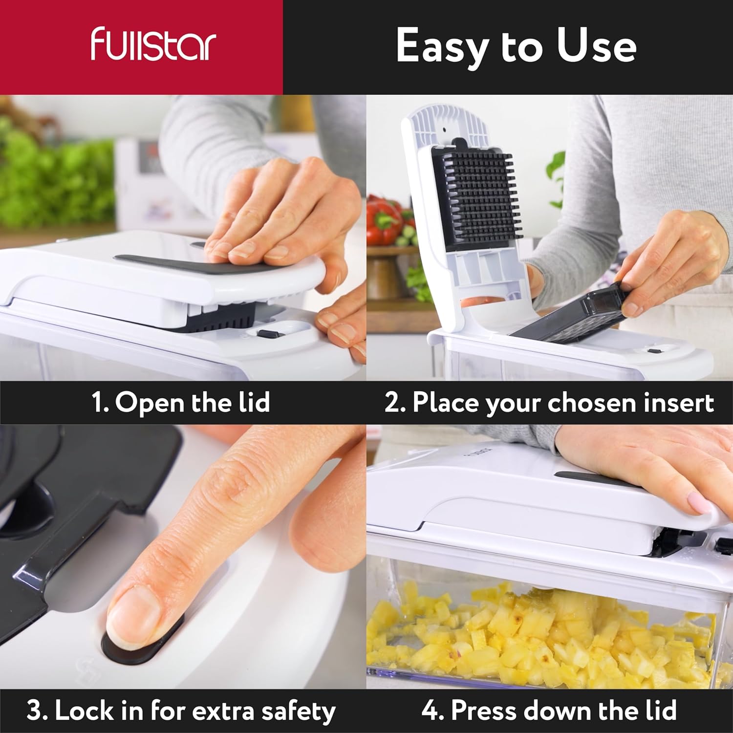 Vegetable Chopper and Spiralizer – 4-in-1 Food Cutter with Container