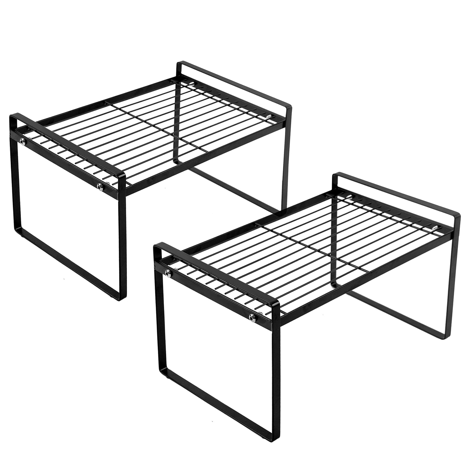 Stackable Shelf Organizers – 2-Pack Cabinet Counter Racks, White