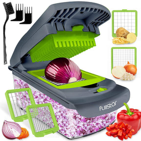 Vegetable Chopper and Spiralizer – 4-in-1 Food Cutter with Container