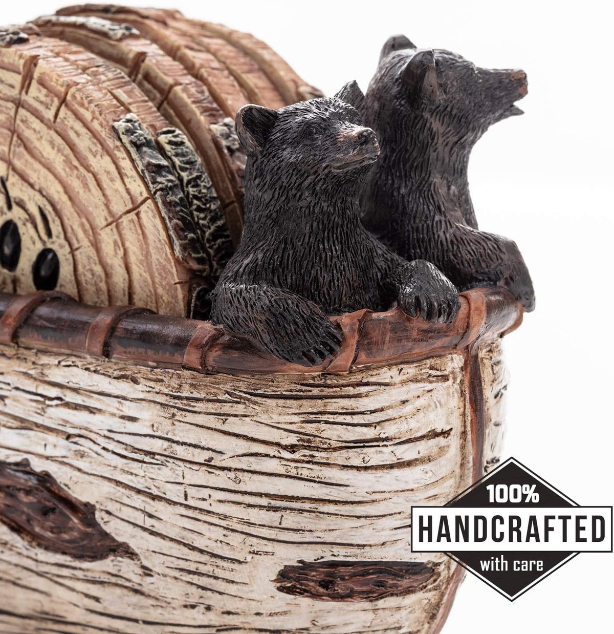 Rustic Bear Coasters – Set of 6 with Canoe Holder & Figurines