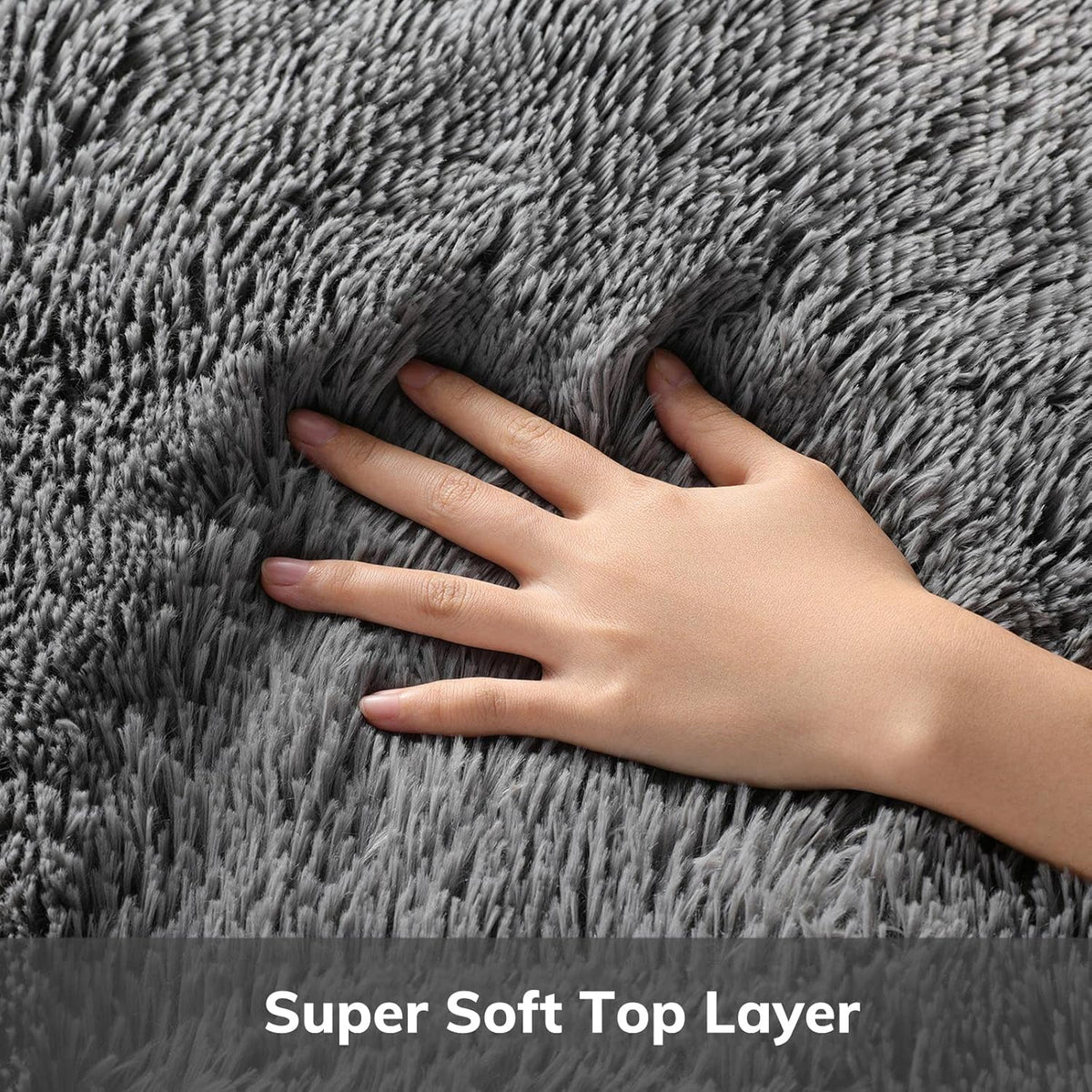 Fluffy Shag Rug – 4x6 Grey Carpet for Bedroom, Living Room, Dorm