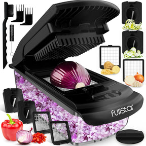 Vegetable Chopper and Spiralizer – 4-in-1 Food Cutter with Container