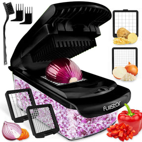 Vegetable Chopper and Spiralizer – 4-in-1 Food Cutter with Container