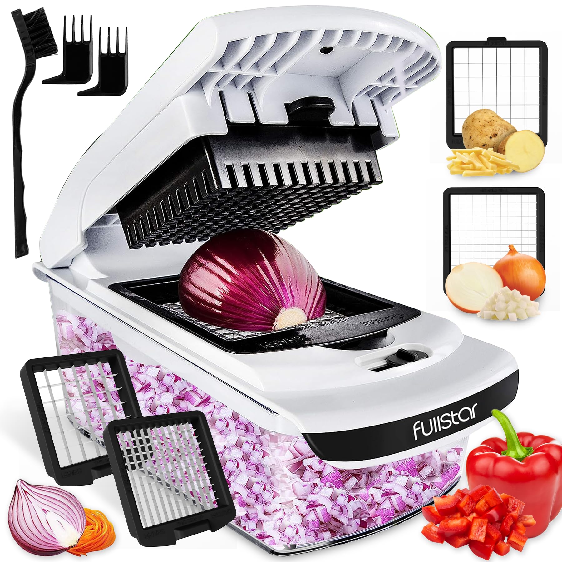 Vegetable Chopper and Spiralizer – 4-in-1 Food Cutter with Container