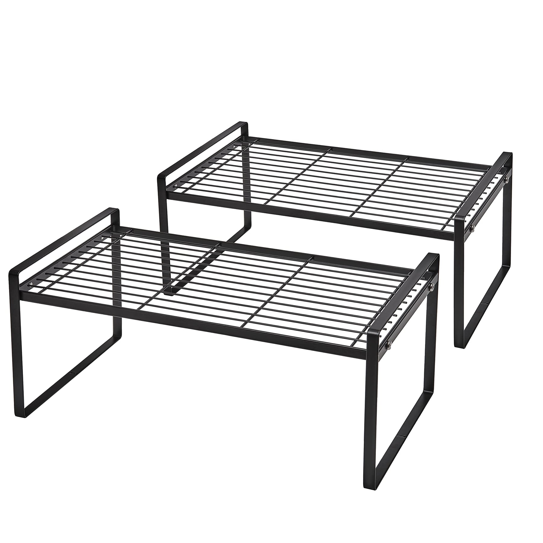 Stackable Shelf Organizers – 2-Pack Cabinet Counter Racks, White