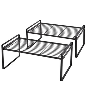 Stackable Shelf Organizers – 2-Pack Cabinet Counter Racks, White