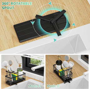 Sponge Holder with Brush Slot – Rustproof Stainless Steel Sink Caddy Organizer