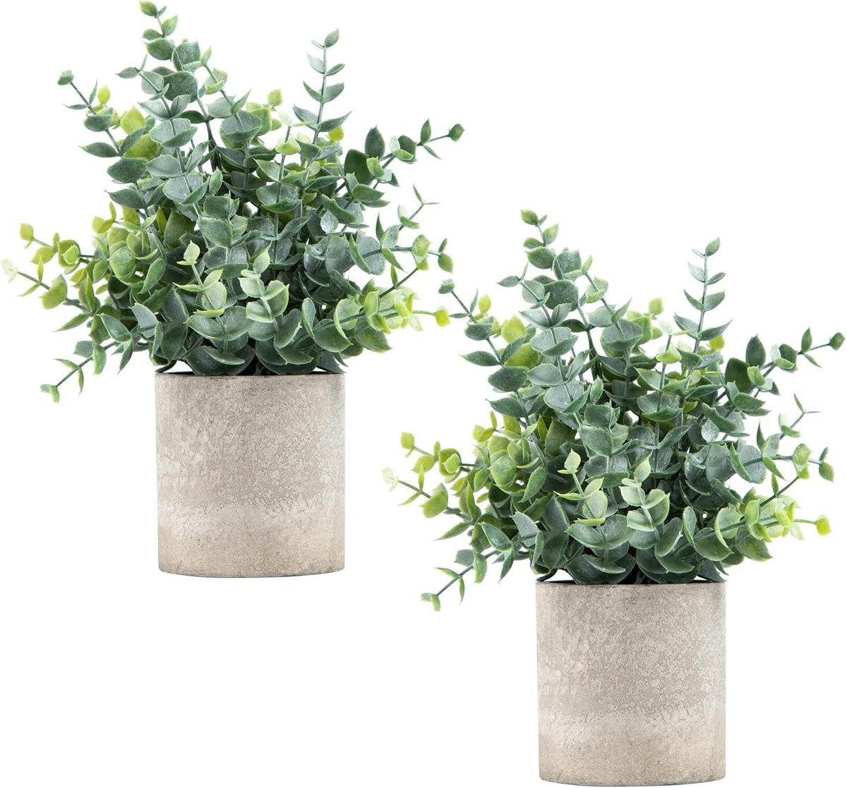 Small Fake Plants – 2-Pack Potted Eucalyptus for Shelf, Desk