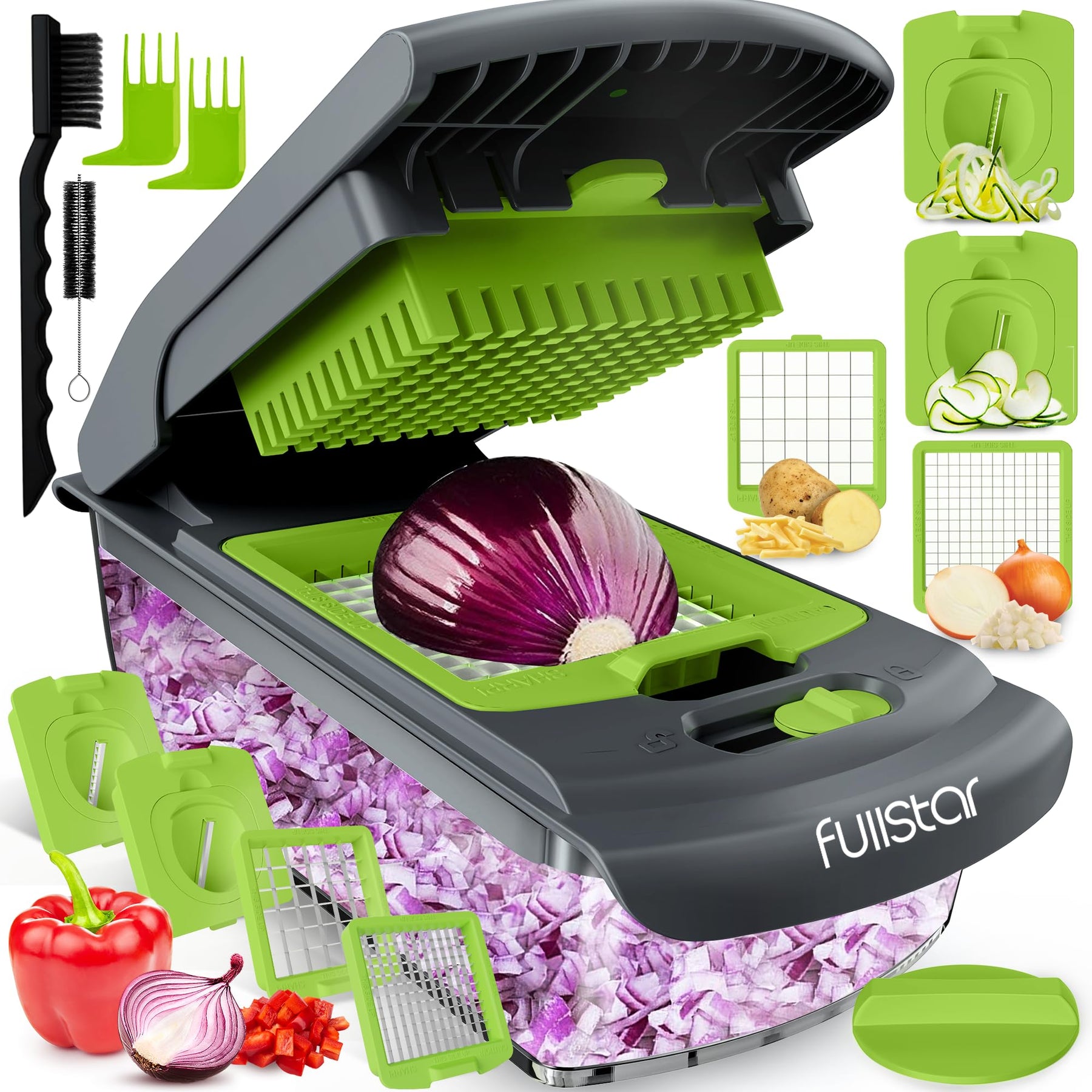 Vegetable Chopper and Spiralizer – 4-in-1 Food Cutter with Container