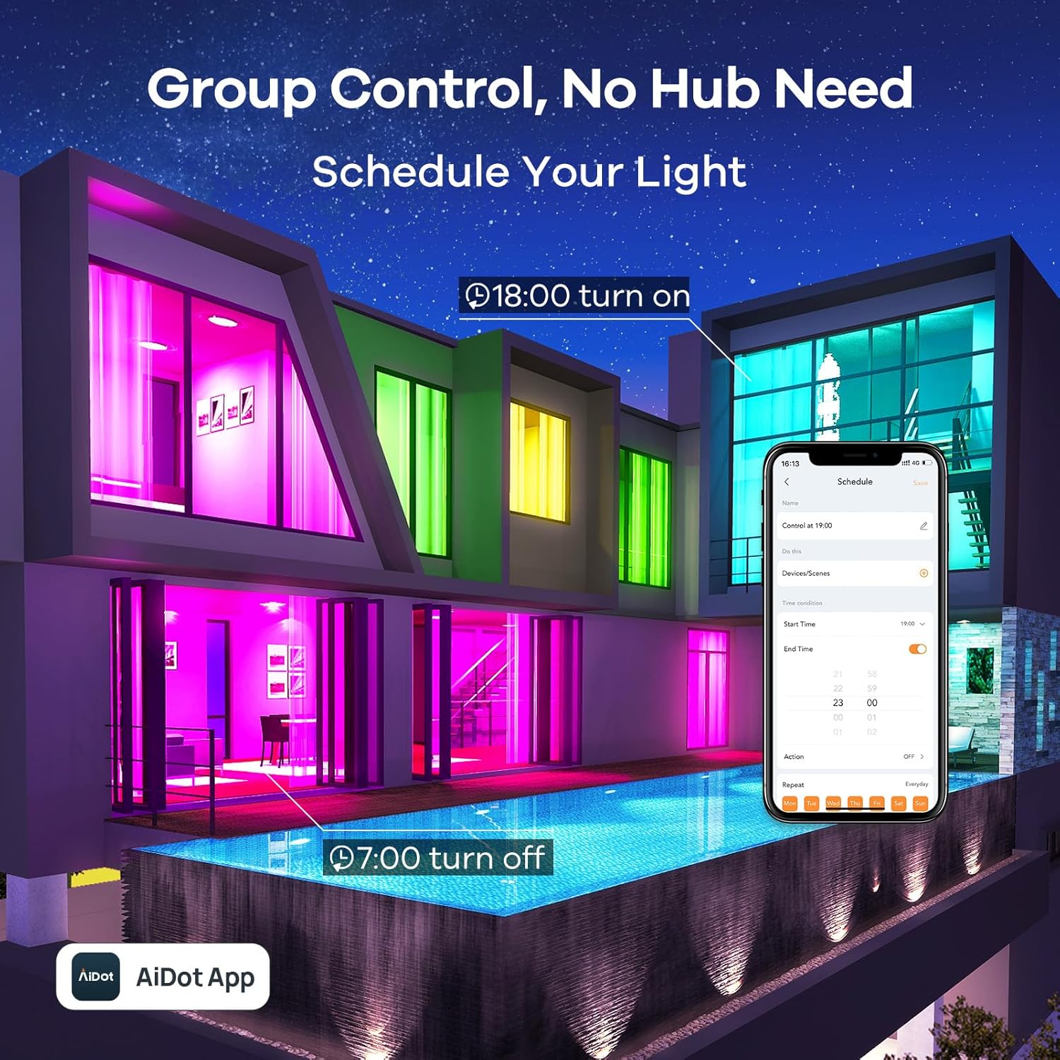 Smart LED Light Bulbs – Wi-Fi, 64 Scenes, Music Sync, 4-Pack